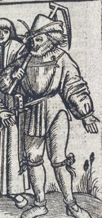 Schaubild 1: Abbildung des sog. "Karsthans", eines Bauern mit einem 'Karst', 1520